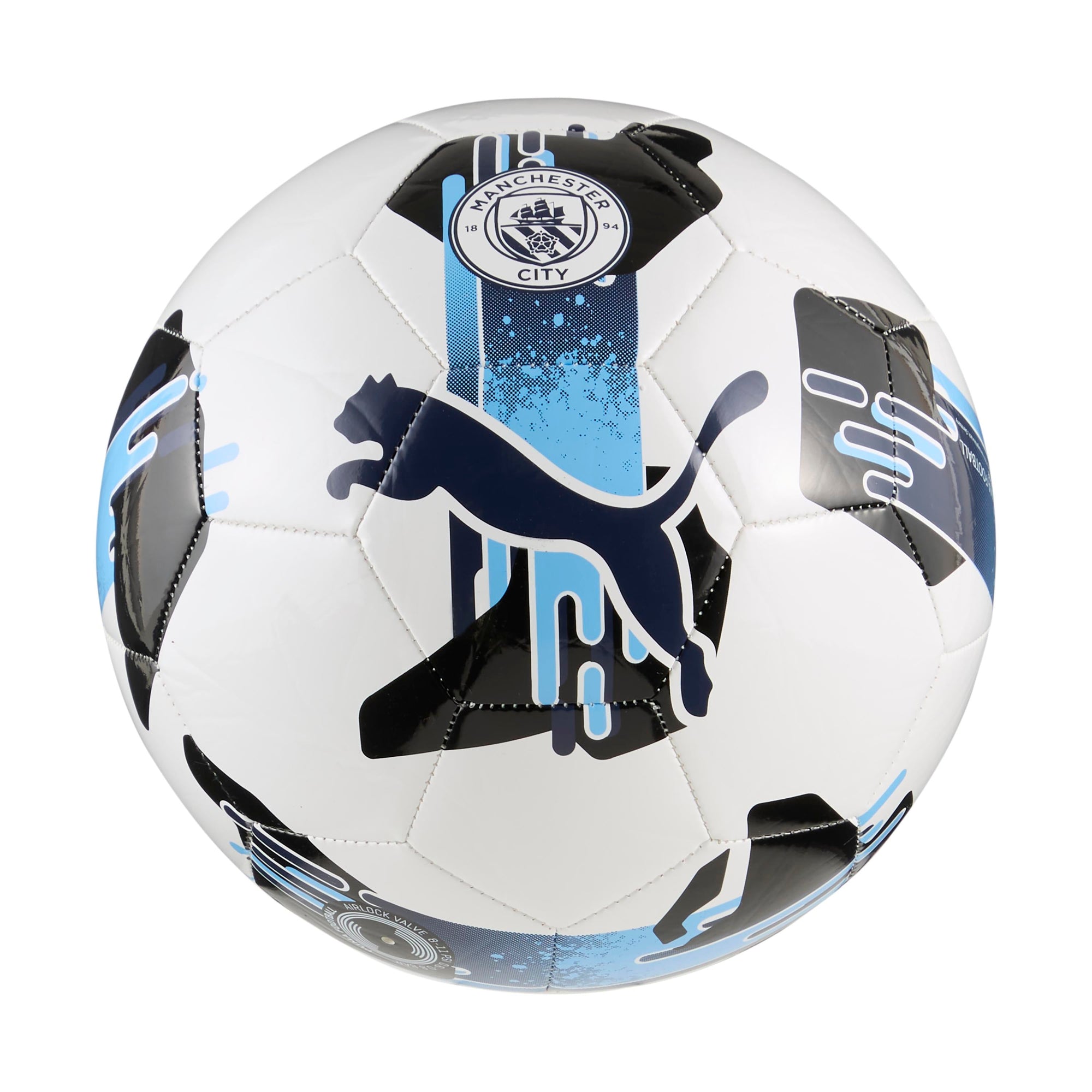 Puma Manchester City Orbita 6 MS Soccer Ball, White/Navy, Durable Match Training