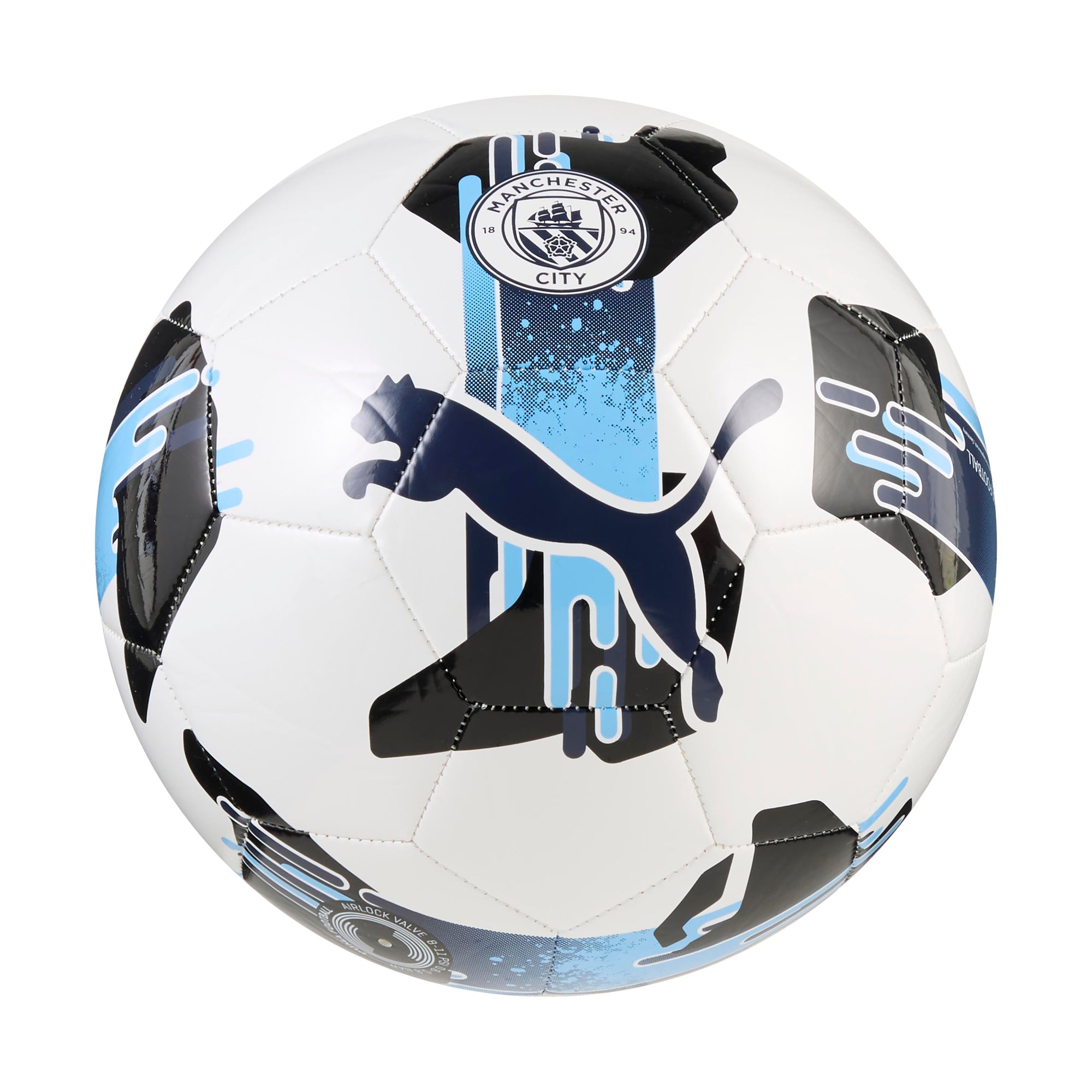 Puma Manchester City Orbita 6 MS Soccer Ball, White/Navy, Durable Match Training