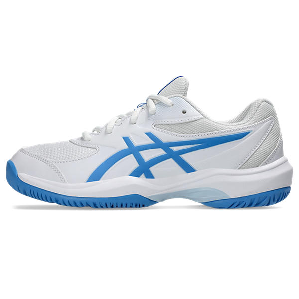 Asics Gel Game GS White/Blue Coast Kids' Durable Tennis Shoe Comfort