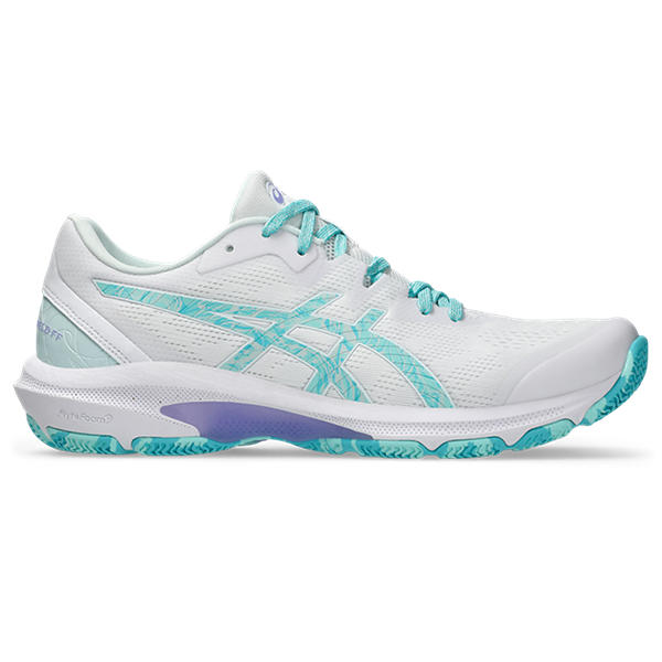 ASICS GEL-NETBURNER Shield FF Netball Shoes: Elite Stability, White/Mint Performance Footwear