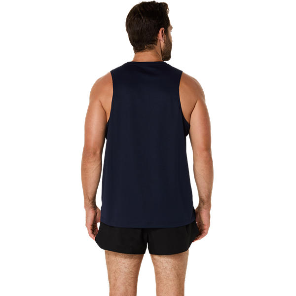 Asics Core Singlet Midnight Blue Lightweight Performance Running Top Recycled Fabric