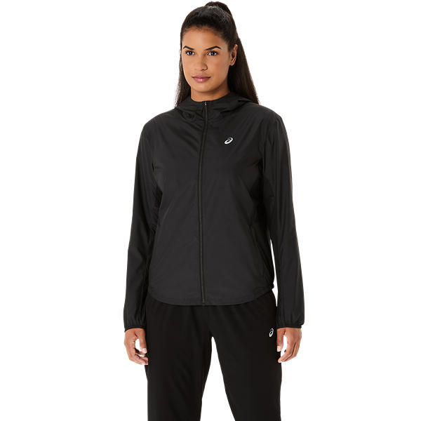 Asics Women's Core Running Jacket: Water-Repellent, Recycled Fabric, Hooded Performance Black