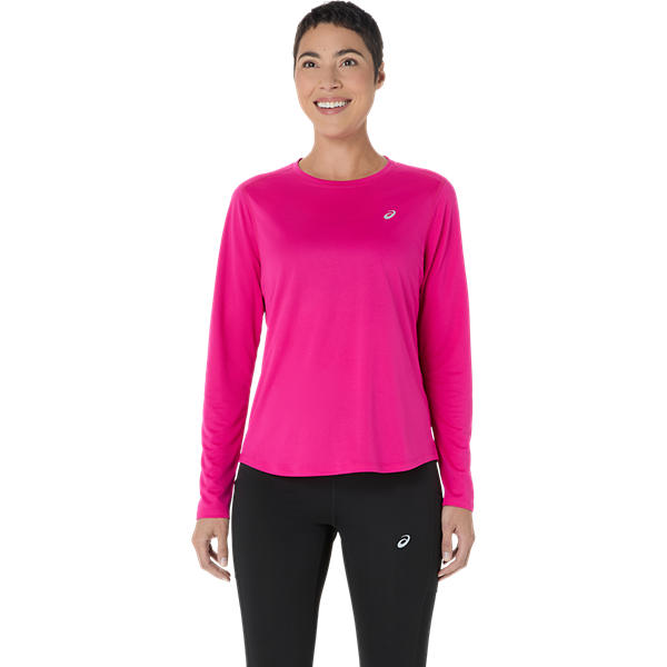 Asics Women's Core Long Sleeve Running Top - Pink Rave, Moisture-Wicking