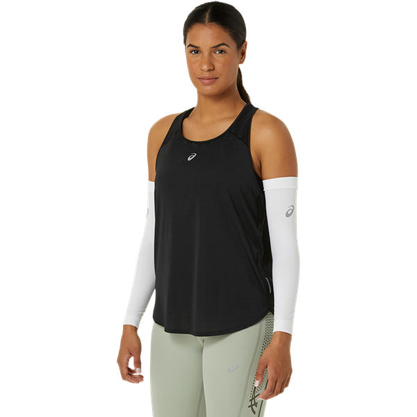 ASICS Brilliant White Compression Arm Sleeves: Muscle Support & Airflow for Performance