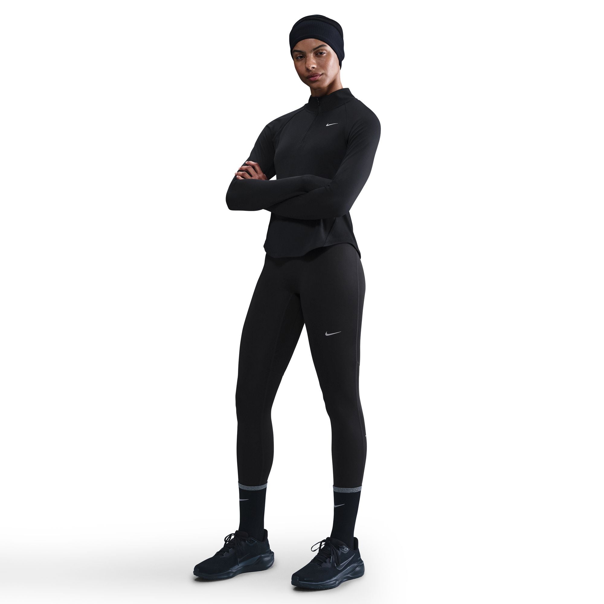 Nike Tempo Women's High-Waisted 7/8 Running Leggings: Sweat-Wicking, Secure Fit, Black