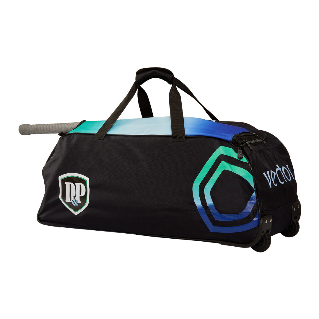 D&P Vector Junior Cricket Wheel Bag: Durable, Easy-Roll, Bat Protection