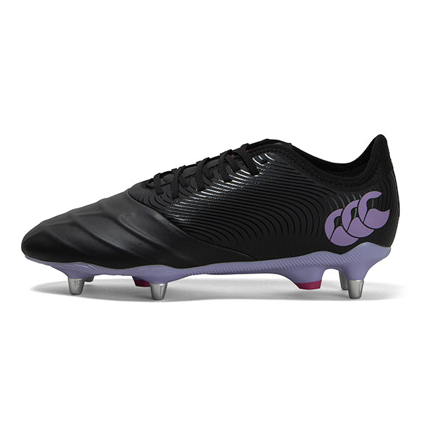 Canterbury Phoenix Genesis Pro Black Violet Rugby Boots for Soft Ground