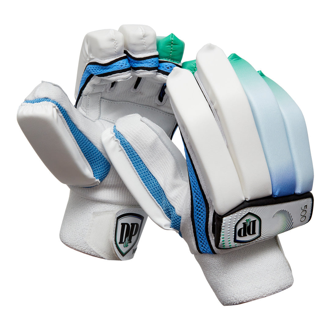 D&P Vector 500 Junior Cricket Batting Gloves: Cotton Palm, Pre-Curved Fingers