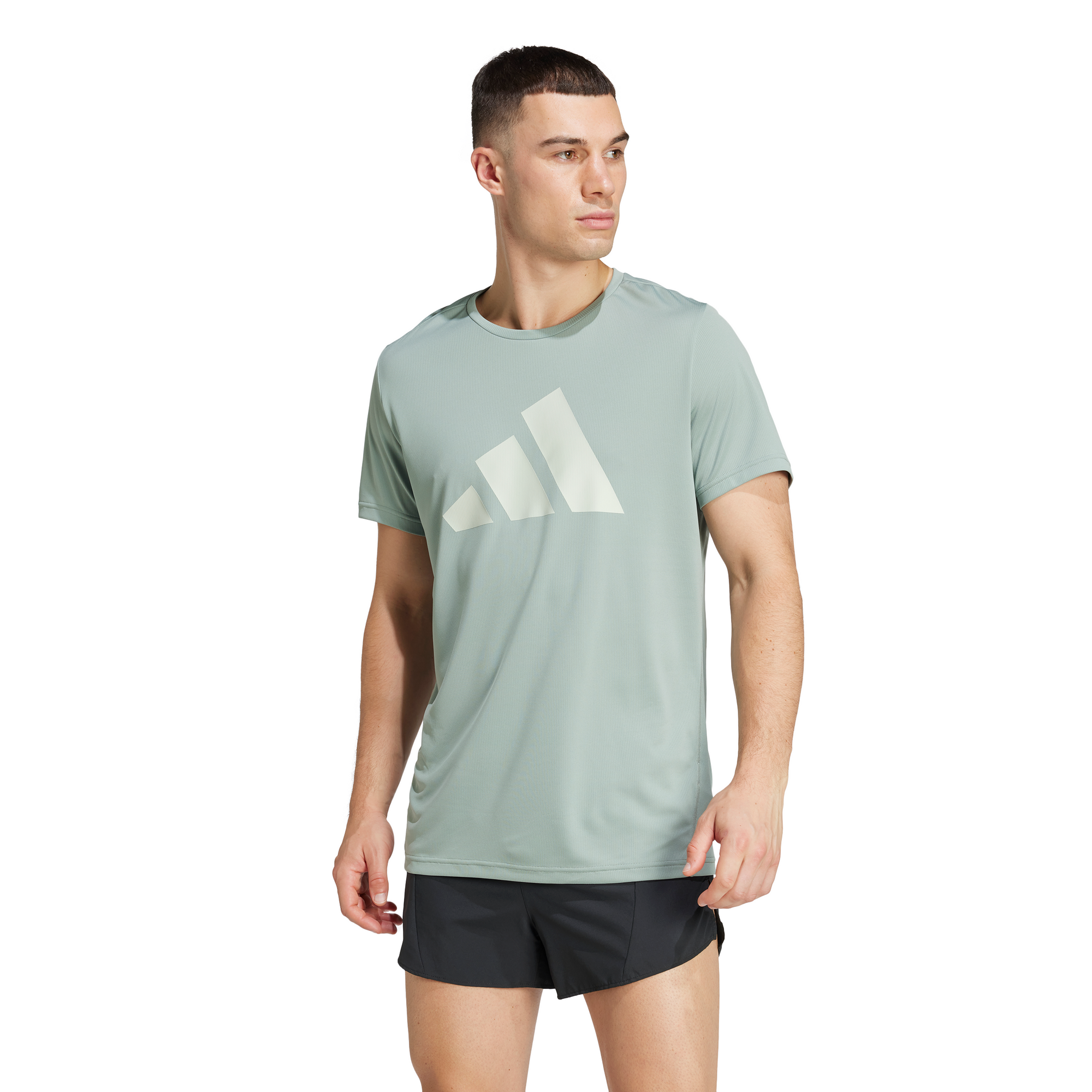 Adidas Run It Men's Performance Tee - Breathable Recycled Fabric, Silver Green
