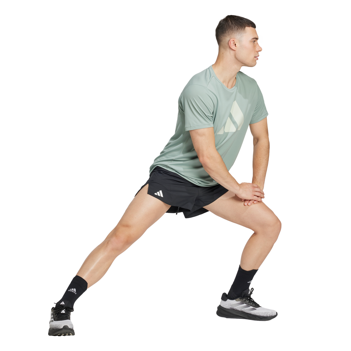 Adidas Run It Men&#39;s Performance Tee - Breathable Recycled Fabric, Silver Green