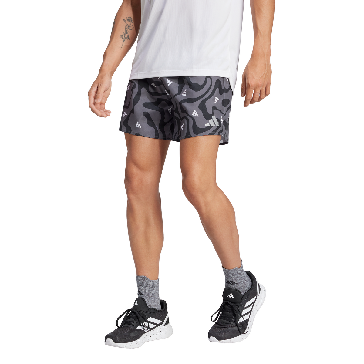 Adidas Men&#39;s Run It Brand Love Black Performance Running Shorts with AEROREADY