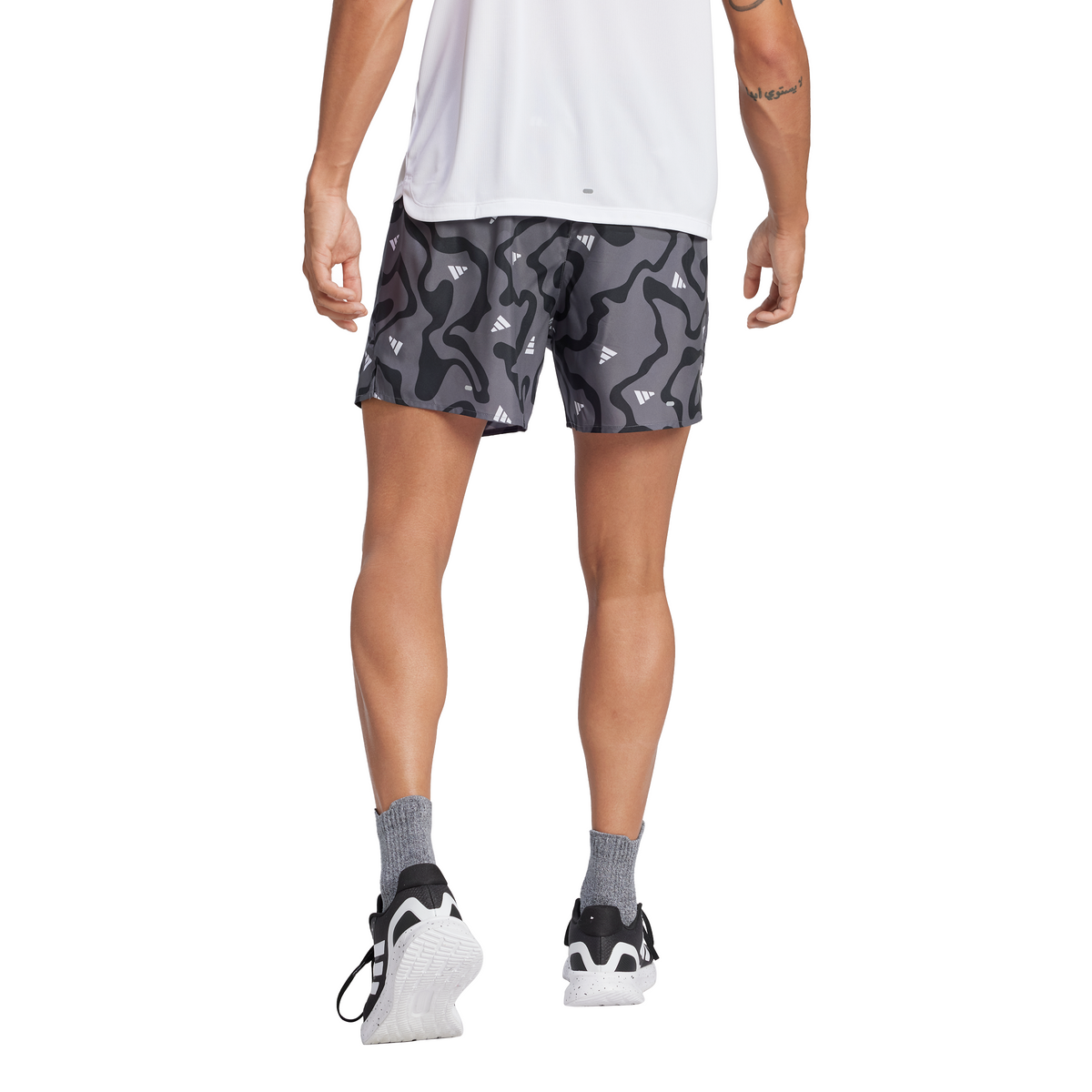 Adidas Men&#39;s Run It Brand Love Black Performance Running Shorts with AEROREADY