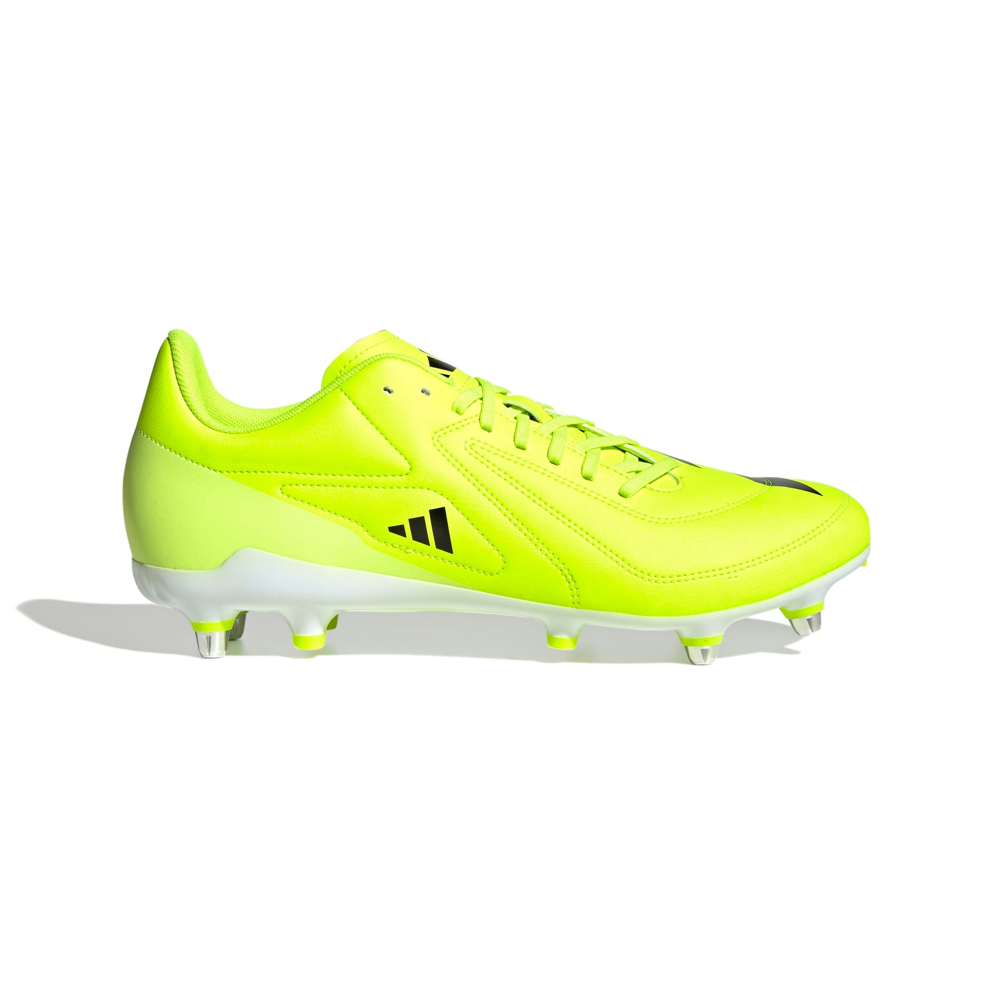 Adidas RS15 Soft Ground Rugby Boots: Agile, Lightweight, Recycled Performance in Lucid Lemon