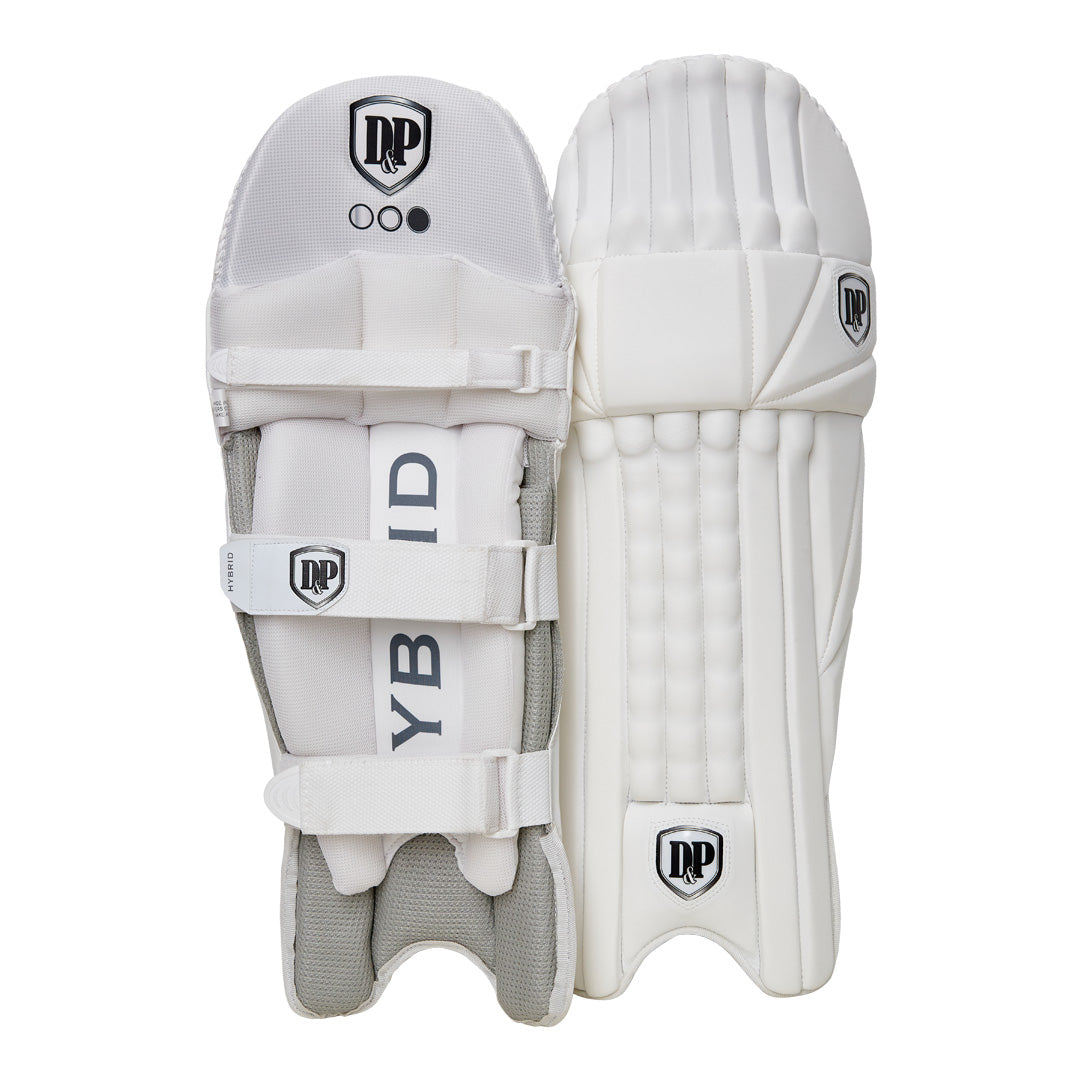 D&P Hybrid Cricket Batting Pads: Ultimate White Senior Shin Protection