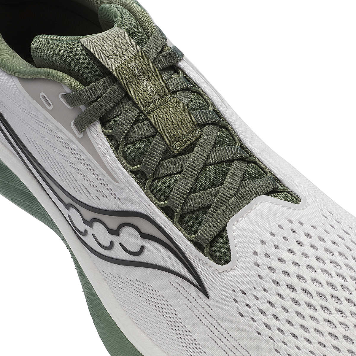 Saucony Ride 18 White Olivine Men&#39;s Neutral Cushioning Running Shoes