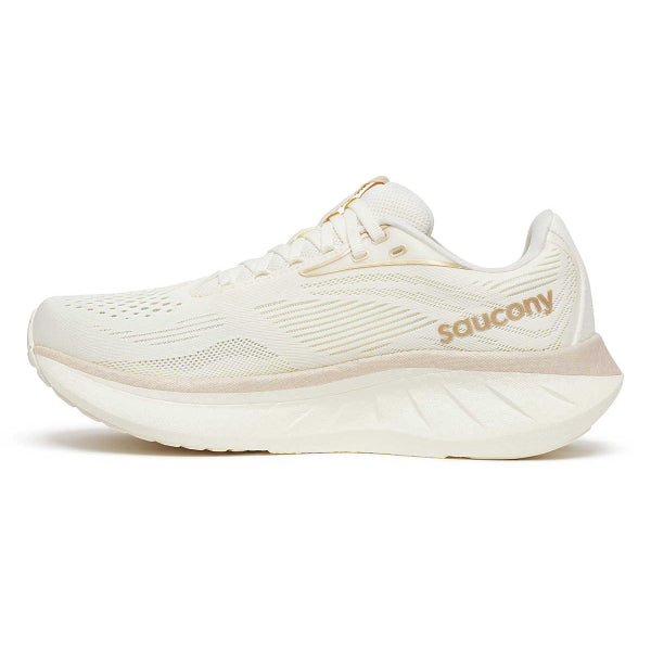 Saucony Ride 18 Vanilla Wide Women&#39;s Daily Runner: Cushioned, Responsive, Eco-Friendly