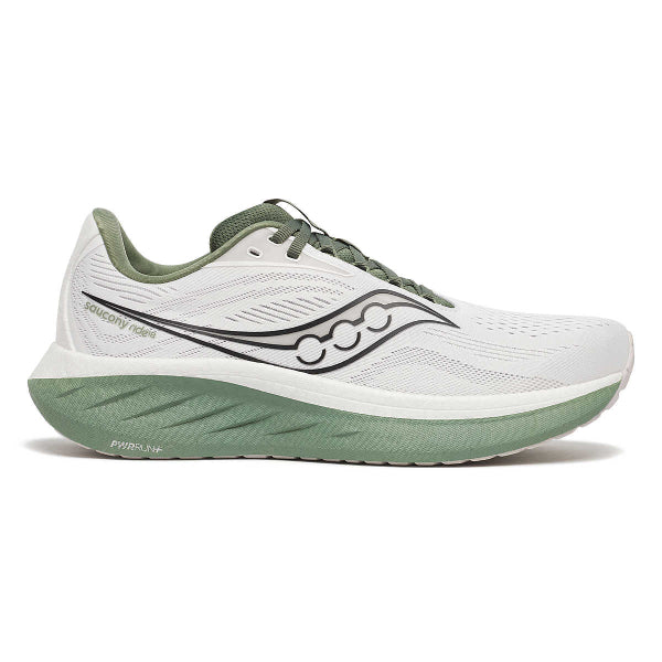 Saucony Ride 18 White Olivine Men&#39;s Neutral Cushioning Running Shoes