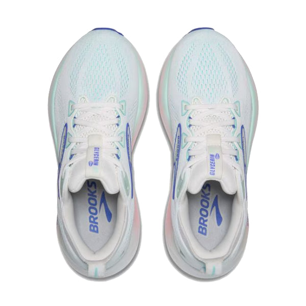 Brooks Glycerin 22 Women&#39;s Plush Cushioned Road Running Shoes White Blue