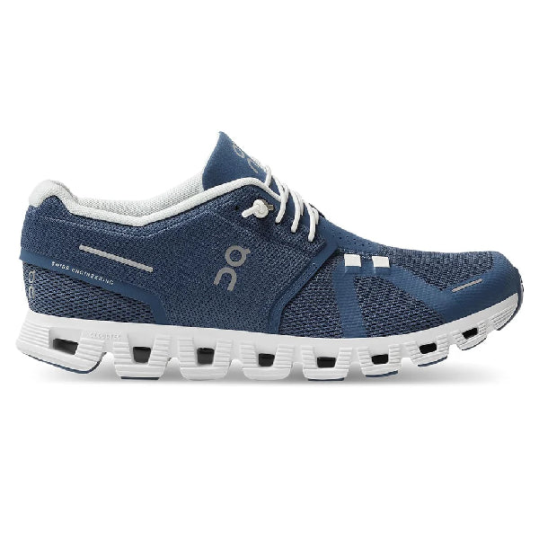 On Cloud 5 Women&#39;s Lightweight Denim White Running Shoes with CloudTec Cushioning