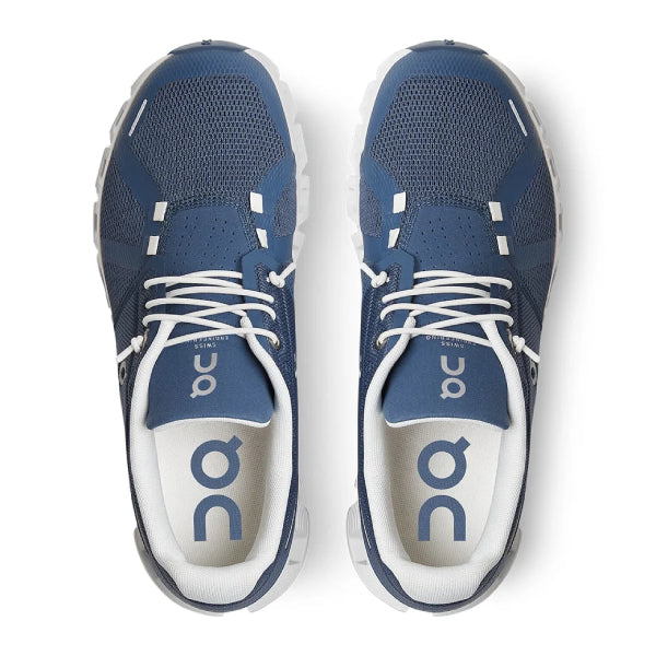 On Cloud 5 Women&#39;s Lightweight Denim White Running Shoes with CloudTec Cushioning