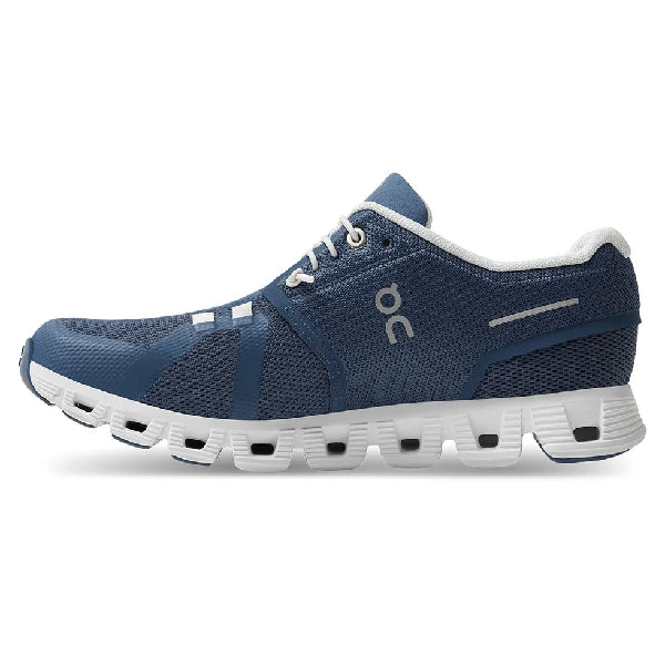 On Cloud 5 Women's Lightweight Denim White Running Shoes with CloudTec Cushioning