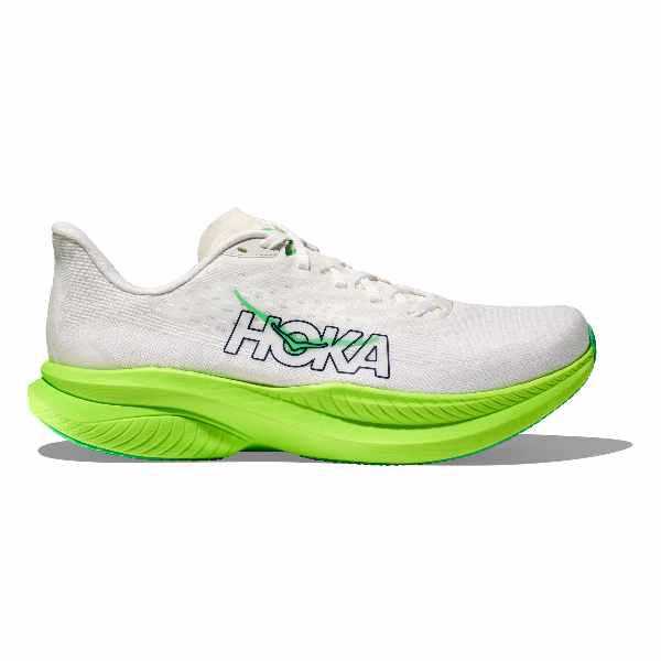 Hoka Mach 6 White Neon Lime Men's Responsive Road Running Shoes