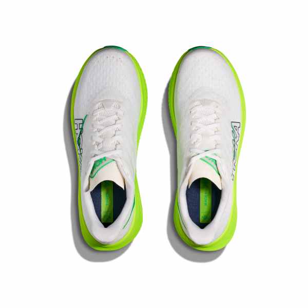 Hoka Mach 6 White Neon Lime Men&#39;s Responsive Road Running Shoes