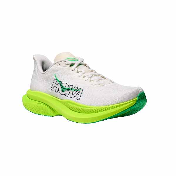 Hoka Mach 6 White Neon Lime Men&#39;s Responsive Road Running Shoes