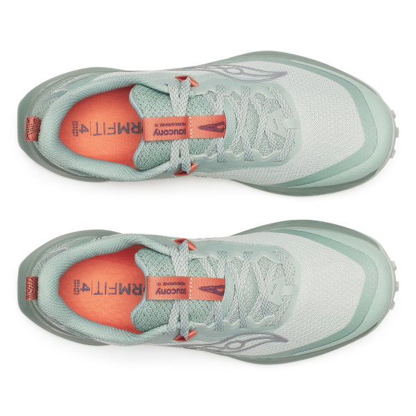 Saucony Peregrine 15 Mist/Aloe Women&#39;s Trail Shoes: Ultimate Grip, Plush Cushioning.