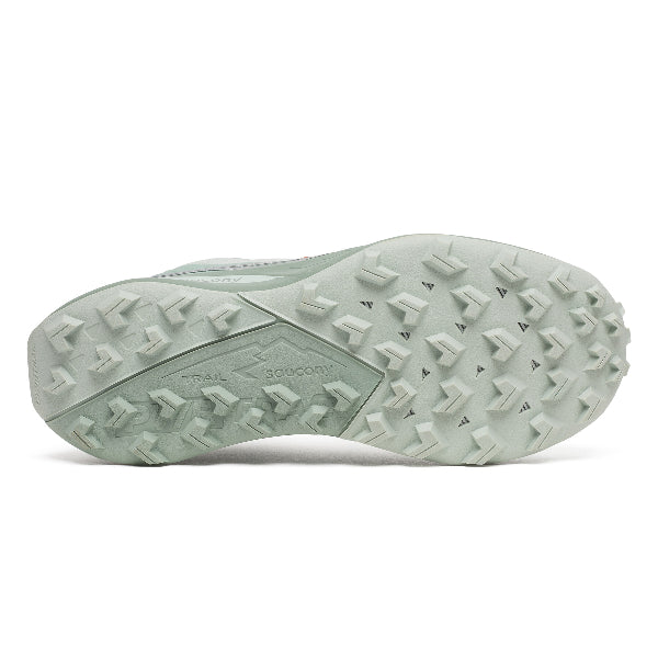 Saucony Peregrine 15 Mist/Aloe Women&#39;s Trail Shoes: Ultimate Grip, Plush Cushioning.