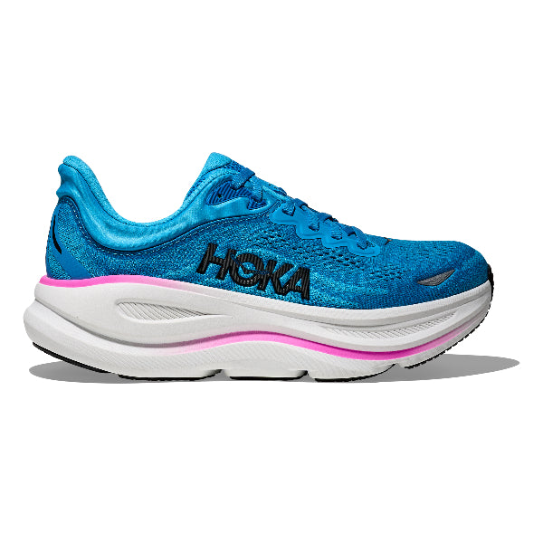 Hoka Bondi 9 Women's Skyward Blue Neon Fuchsia Ultra-Cushioned Running Shoes