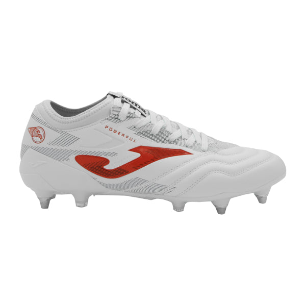 Joma Powerful SG White Soccer Cleats: Superior Traction, Comfort, Power on Soft Ground