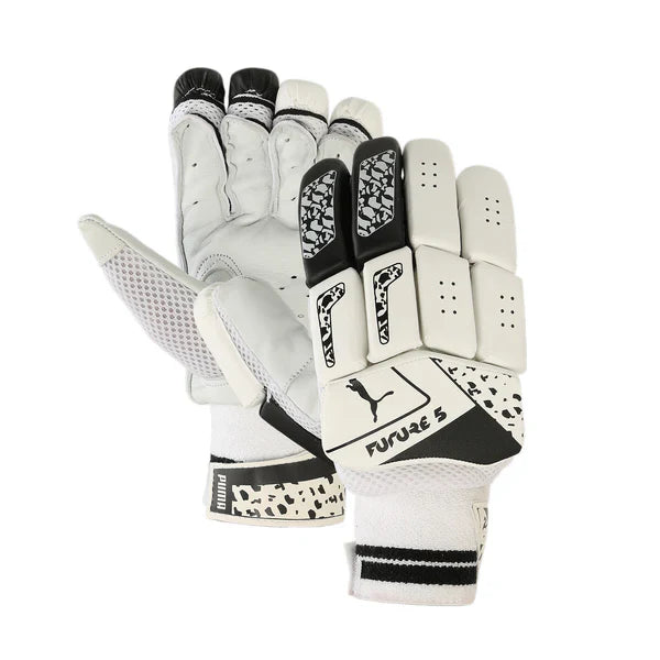 PUMA Future 5 LH White Cricket Batting Gloves - Pro-Level Performance, Breathable Comfort