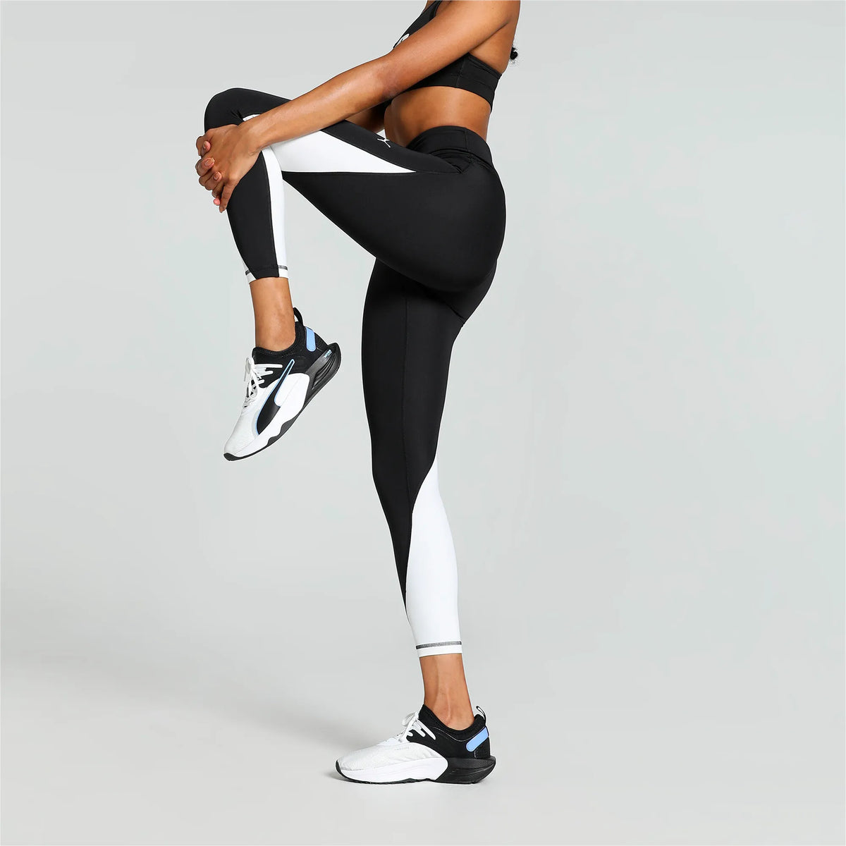 Puma Women&#39;s Train All Day 7/8 Performance Tights - Black/White Colorblock
