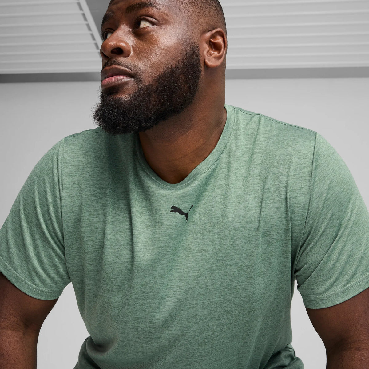 Puma Men&#39;s Essentials Heather Cat Tee: Green Moon, Moisture-Wicking Performance T-Shirt