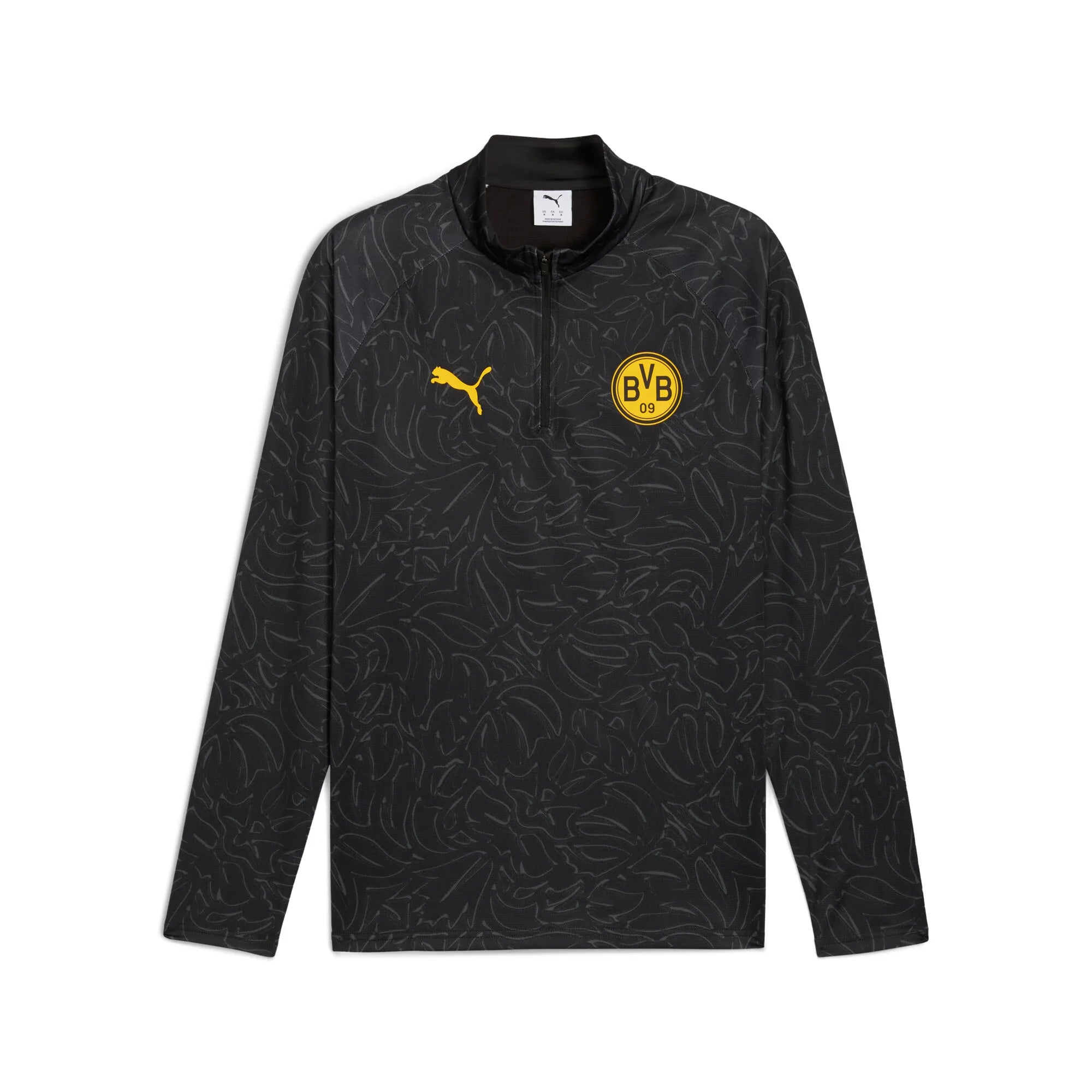 Puma BVB Borussia Dortmund Warm Up 1/4 Zip Top Black-Yellow Sizzle