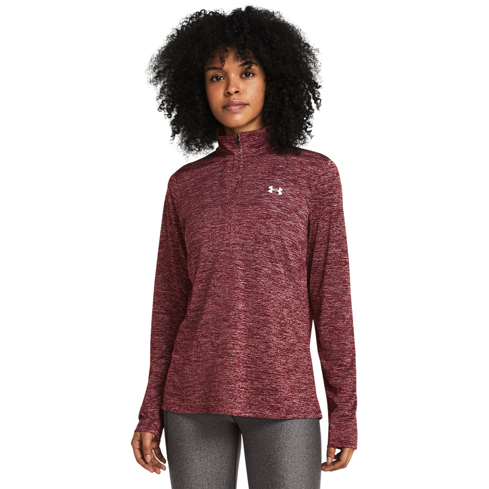 Under Armour Women's Tech 1/2 Zip Twist Burgundy Performance Top