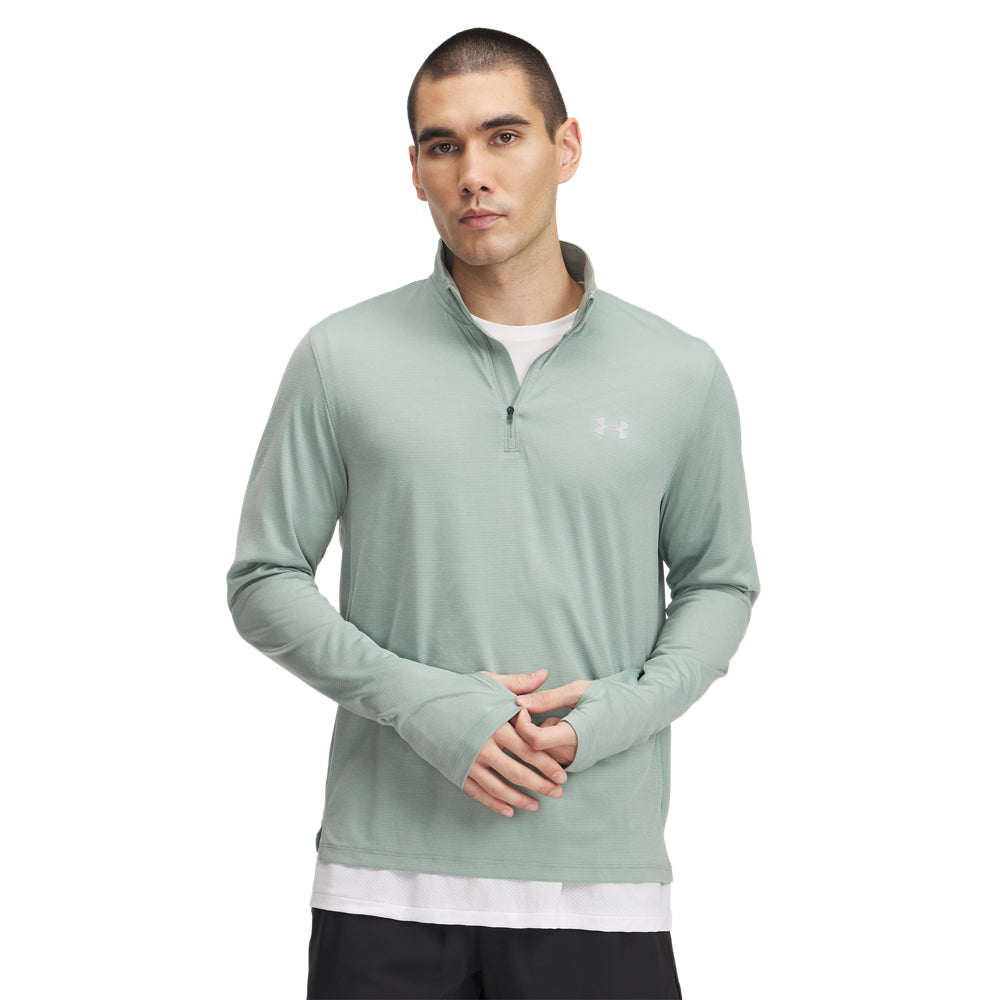 Under Armour Men&#39;s Launch ¼ Zip Performance Running Top Silica Green